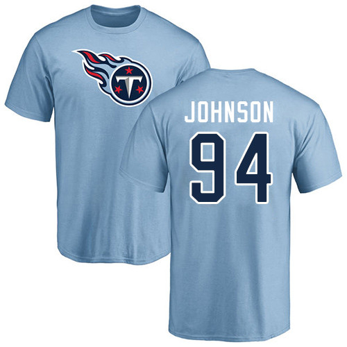 Tennessee Titans Men Light Blue Austin Johnson Name and Number Logo NFL Football #94 T Shirt->tennessee titans->NFL Jersey